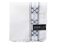 琉球刺繍ハンカチ（花織柄・白）